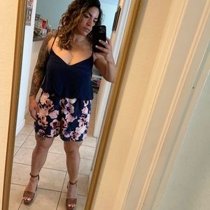 Selling brand new navy and pink chiffon romper from Guess.